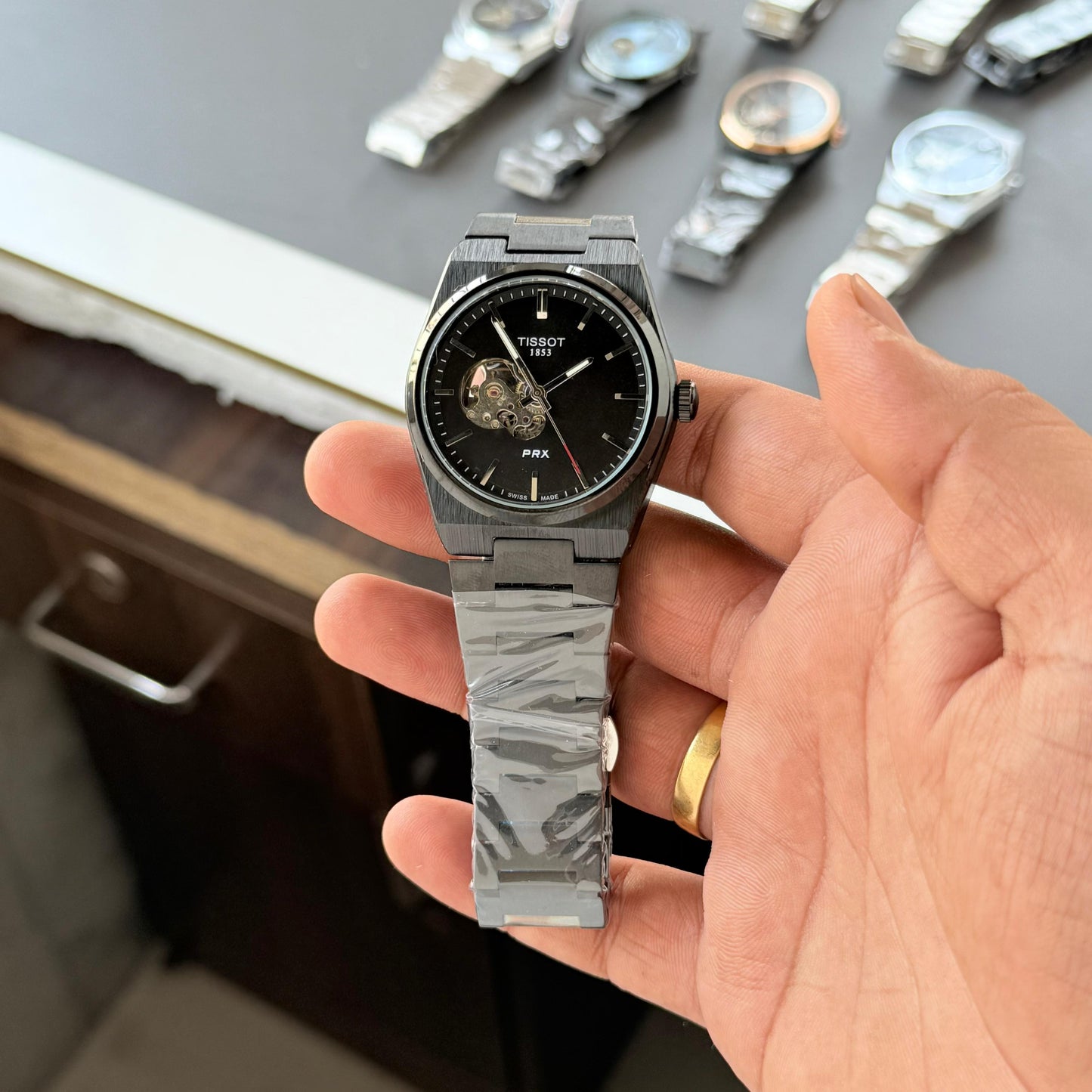 Tissot PRX Automatic Full Black (Open Heart )