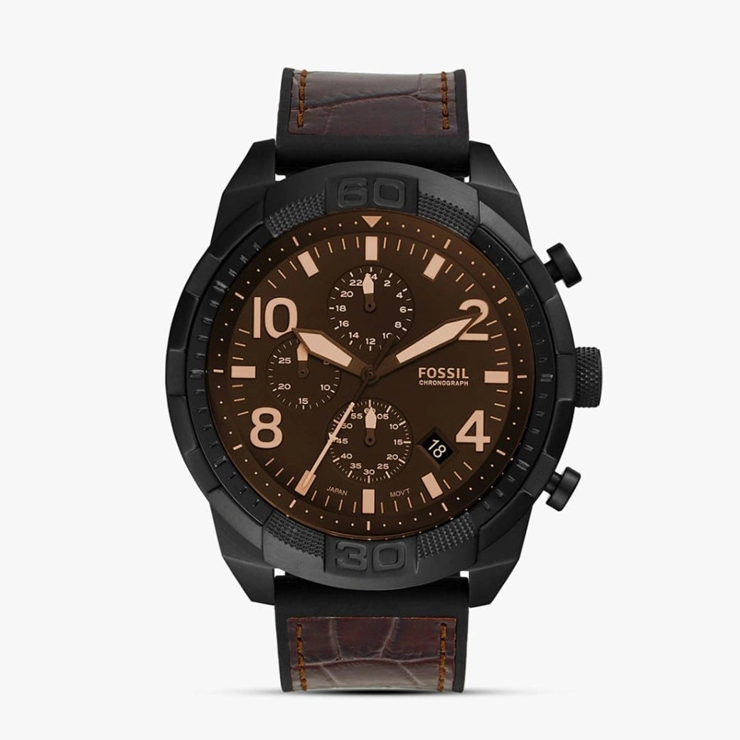 Fossil Bronson Chronograph Luggage Leather (With Og Box)