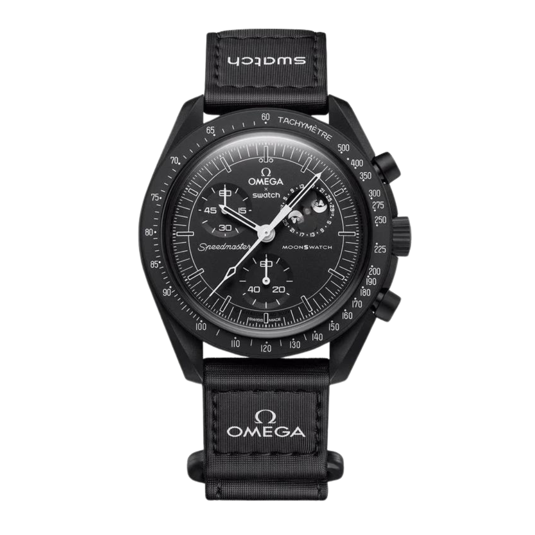 Omega X Swatch Bioceramic Moonswatch Mission To Moonphase Snoopy Black